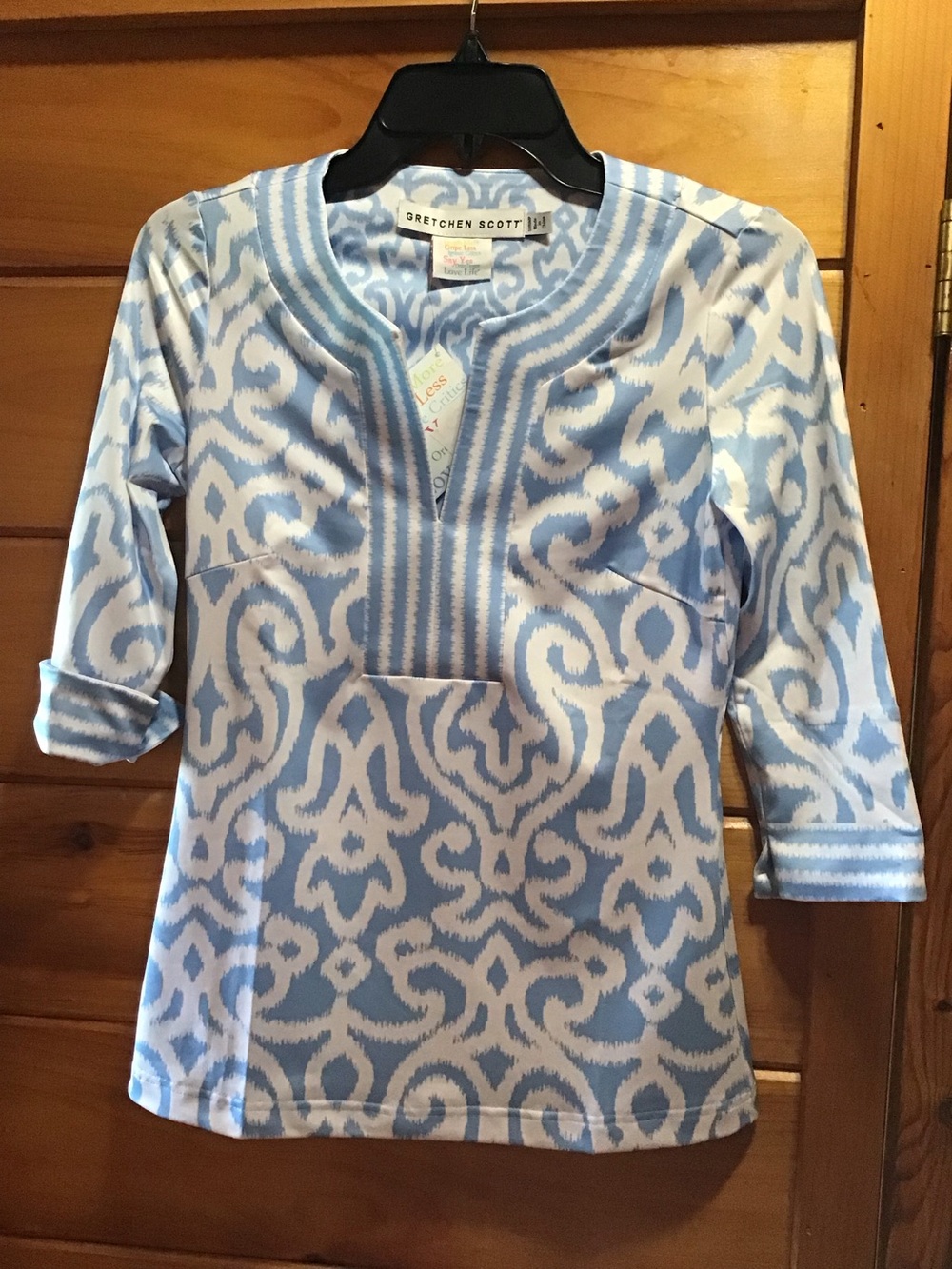 Gretchen Scott Designs Light Blue & White Patterned Tunic